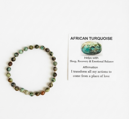 African Turquoise Stretch Bracelet - Stretchy, Tarnish Free and Waterproof