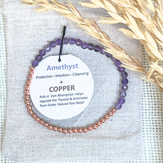 Premium Amethyst Solid Copper Bracelets | The Blue Yogi