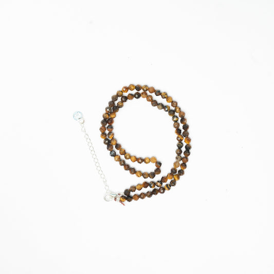 Beaded Tiger's Eye sterling silver Crystal Necklace