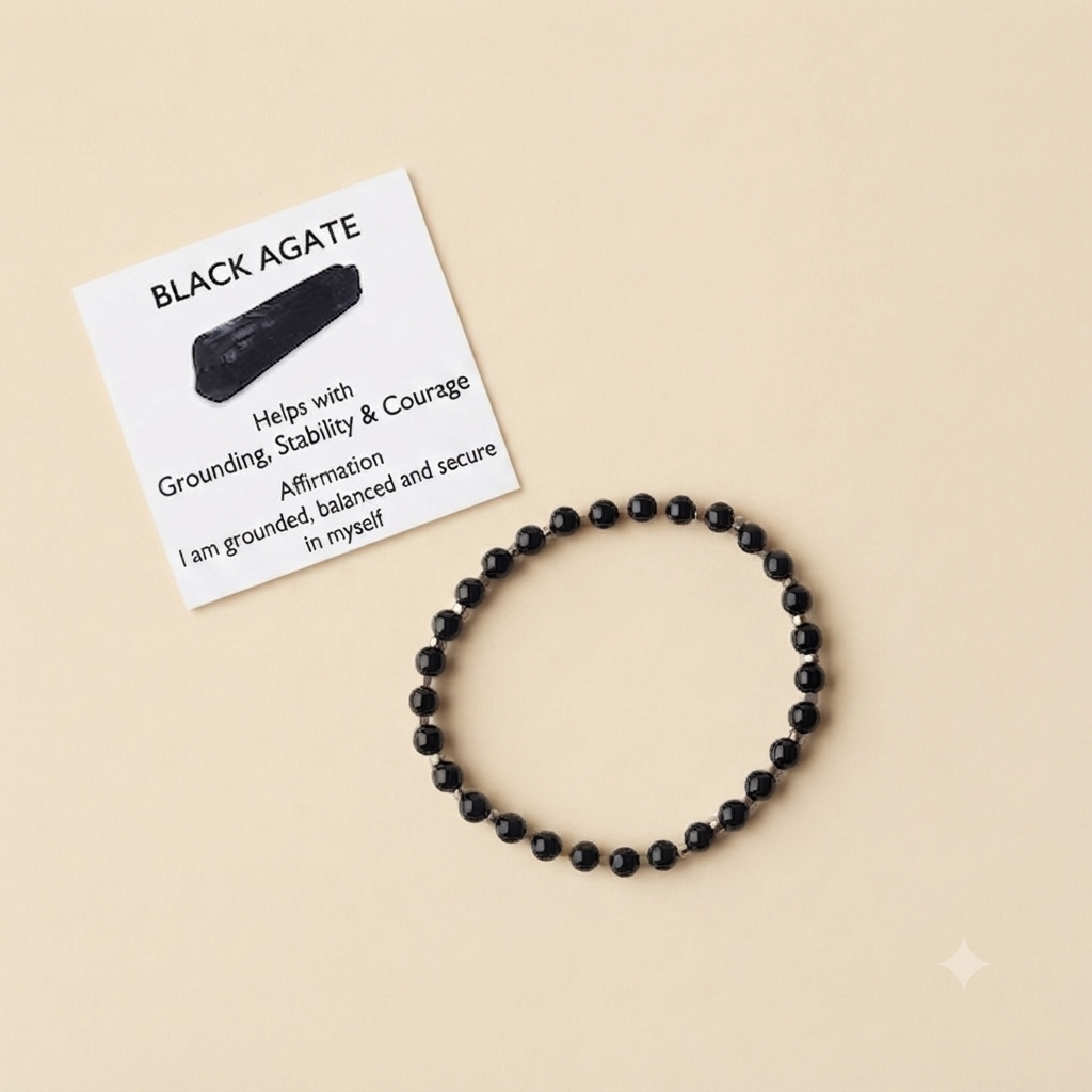 Black Agate Stretch Bracelet - Stretchy, Tarnish Free and Waterproof