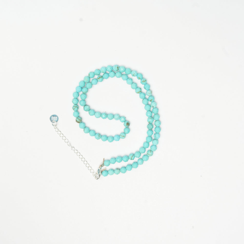 Blue Turquoise beaded necklace with sterling silver