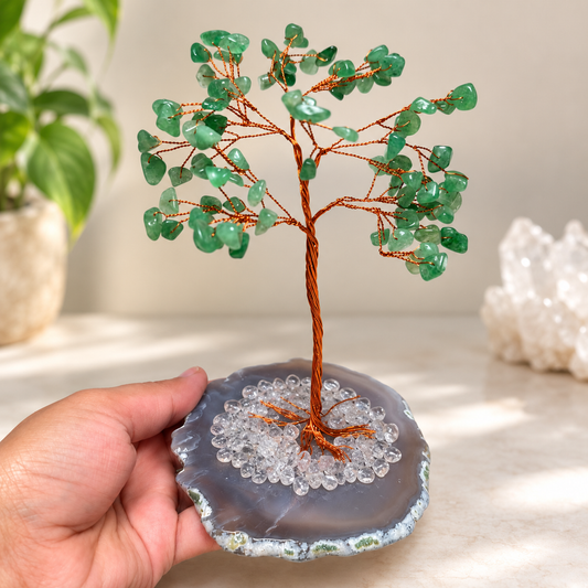Green Aventurine and Agate Copper Crystal Tree - Home/Desktop decor