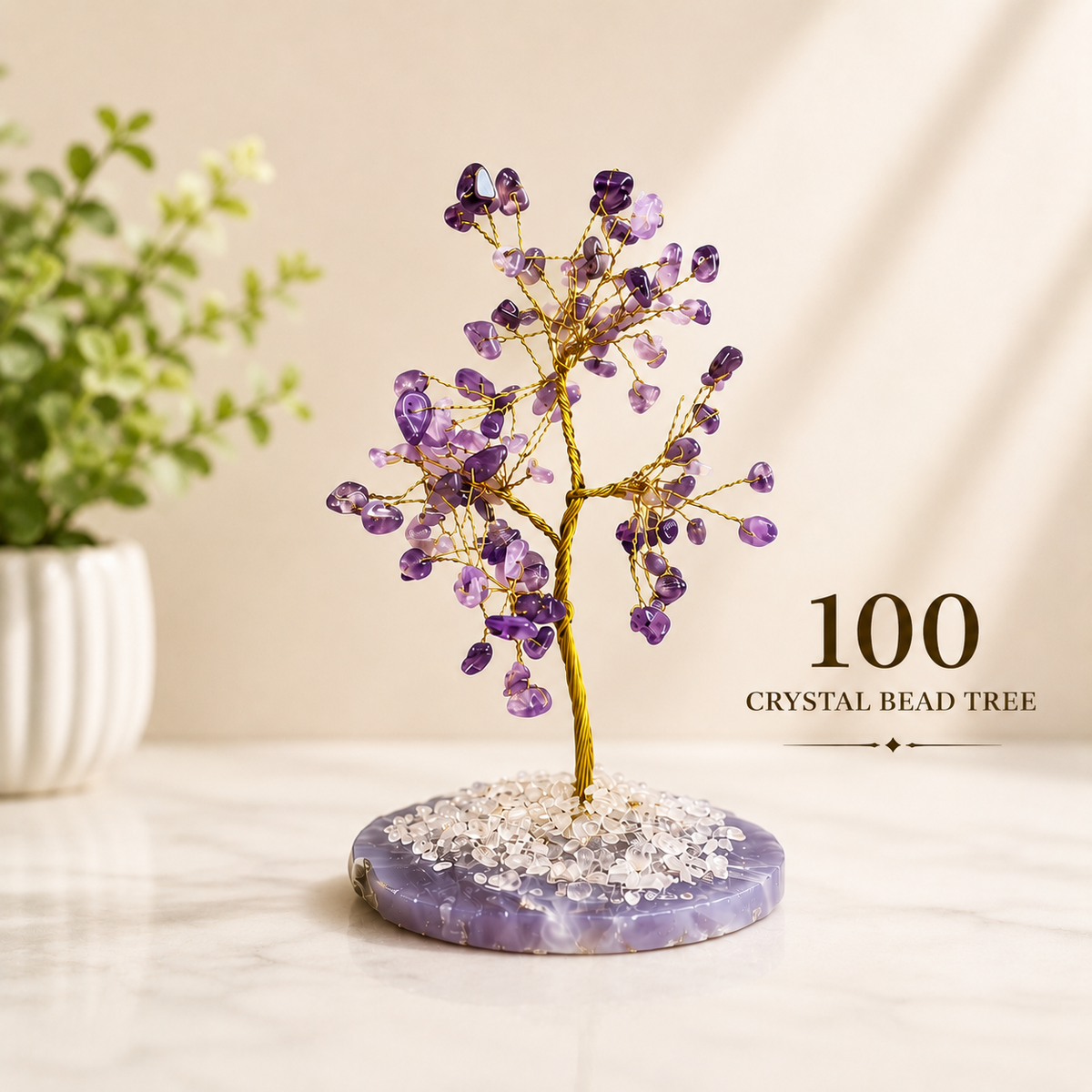 Amethyst Crystal Tree with Agate Base – Feng Shui Home Decor – Spiritual Gift