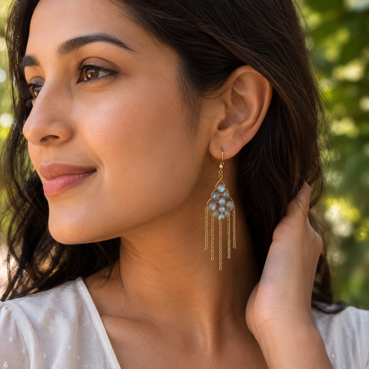 Labradorite tassel earrings
