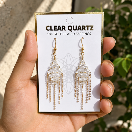 Clear Quartz tassel earrings