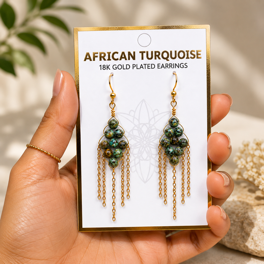 African Turquoise tassel earrings