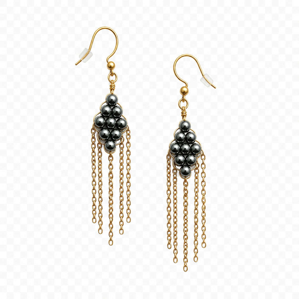 Hematite tassel earrings