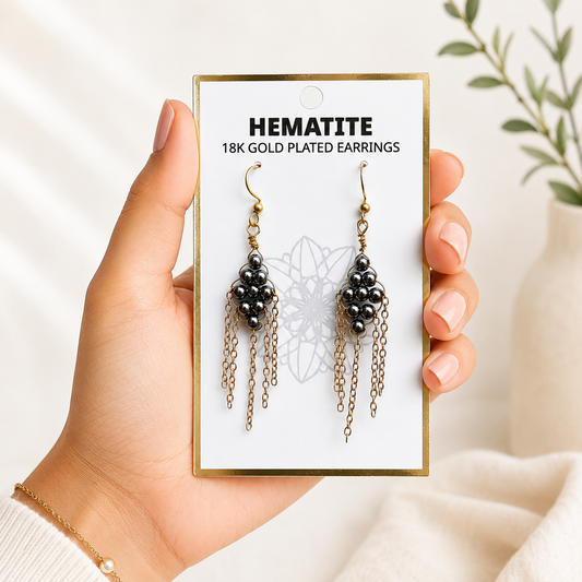 Hematite tassel earrings
