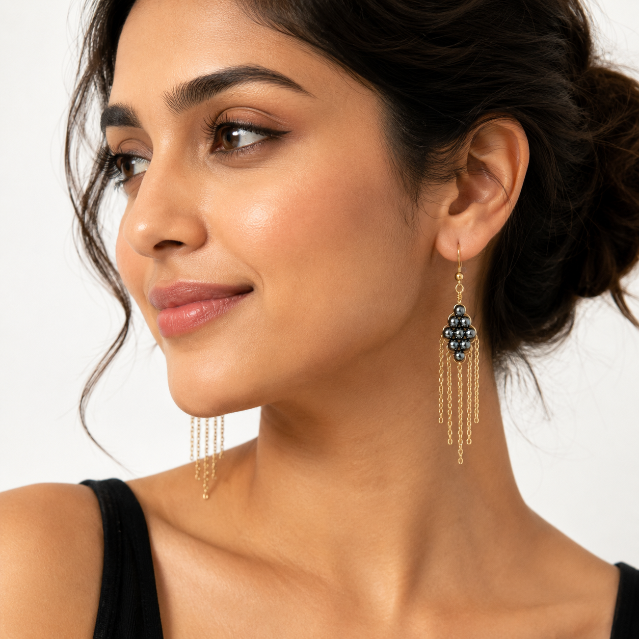 Hematite tassel earrings