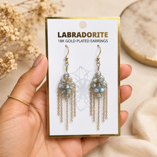 Labradorite tassel earrings