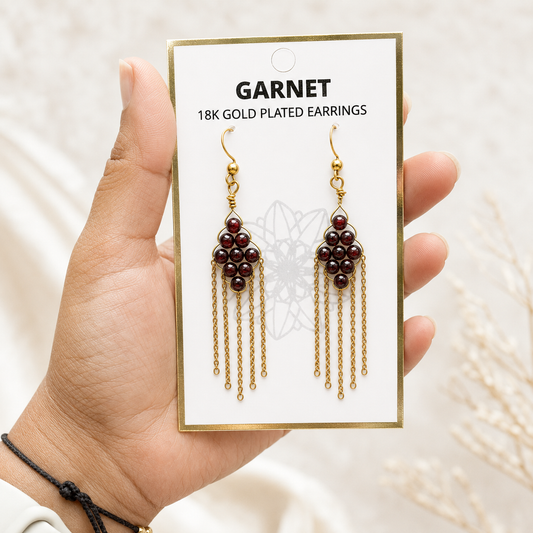 Garnet tassel earrings