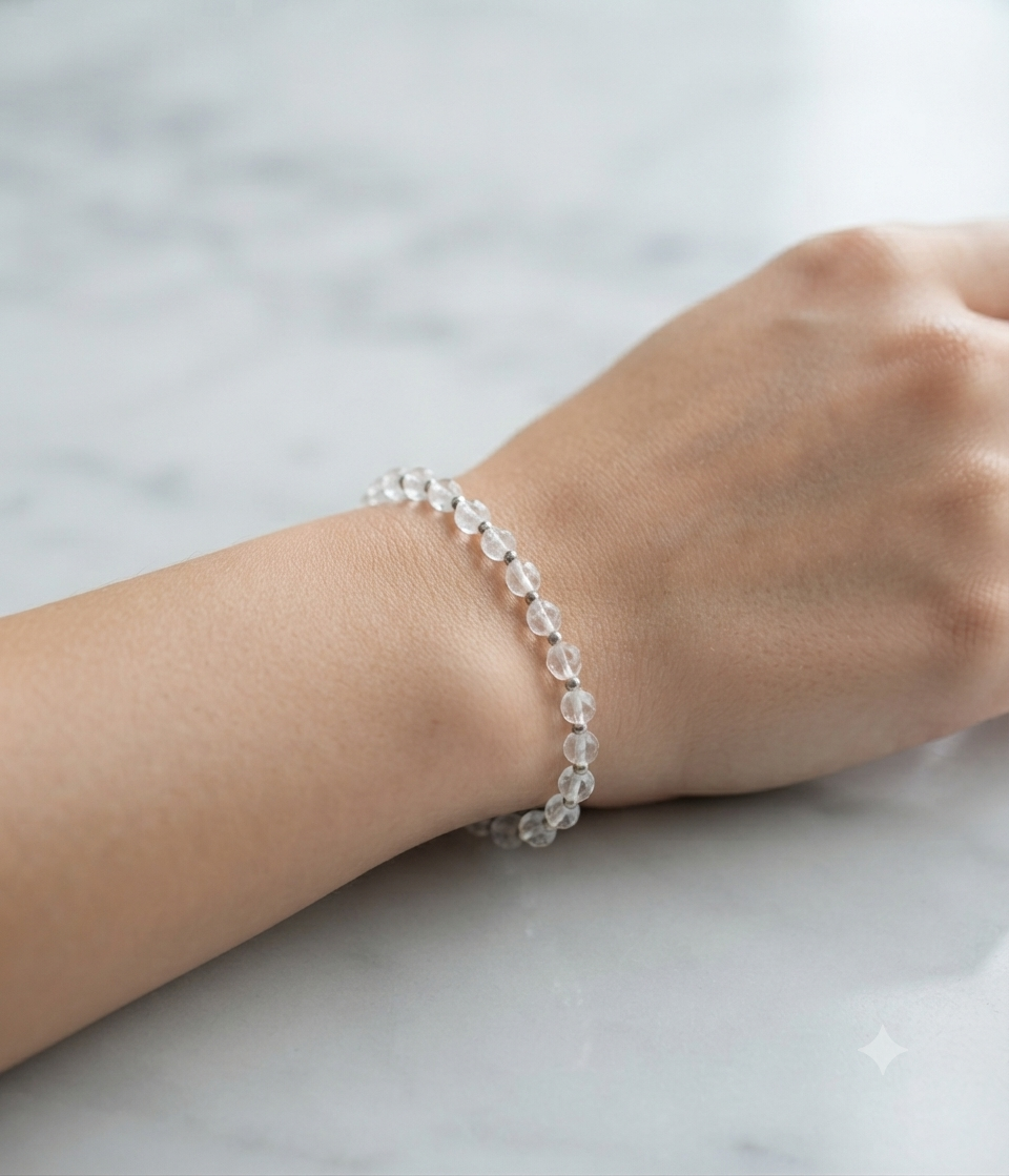 Clear Quartz Stretch Bracelet - Stretchy, Tarnish Free and Waterproof