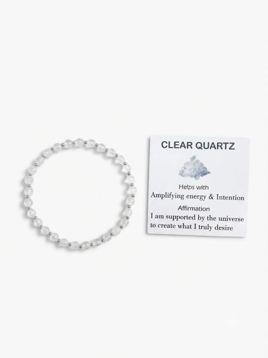 Clear Quartz Stretch Bracelet - Stretchy, Tarnish Free and Waterproof