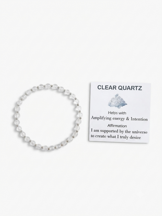 Clear Quartz Stretch Bracelet - Stretchy, Tarnish Free and Waterproof