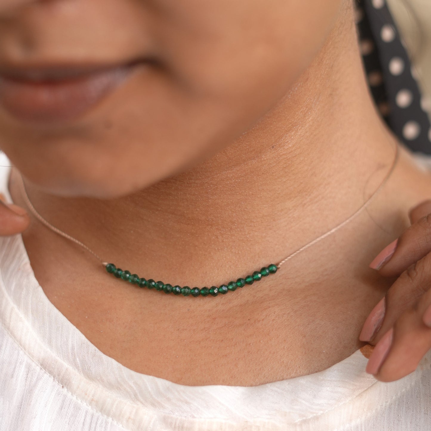Dainty Emerald Diamond Necklace - May Birthstone