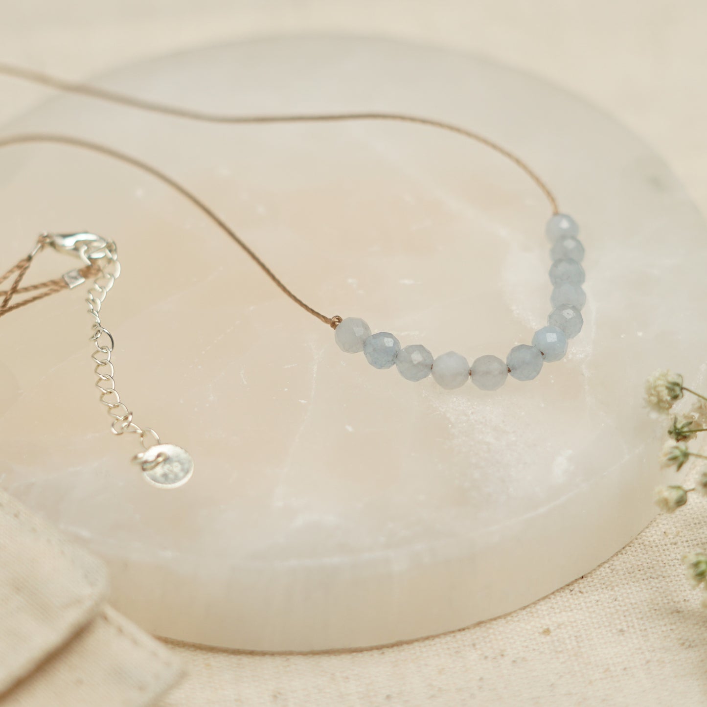 Dainty Aquamarine Necklace - March Birthstone