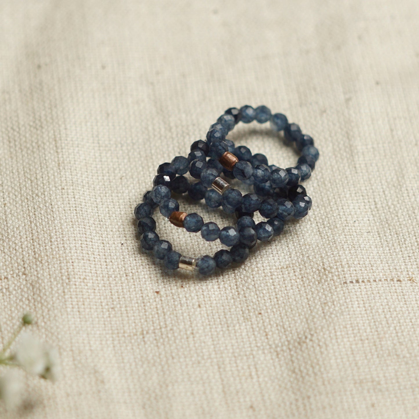 Dainty and stackable Sapphire stretchy Fidget ring - Stress and anxiety relief