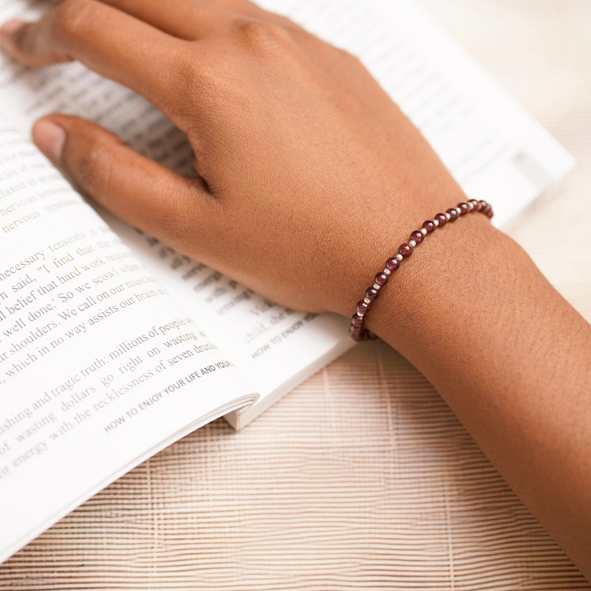 Garnet Stretch Bracelet - Stretchy, Tarnish Free and Waterproof