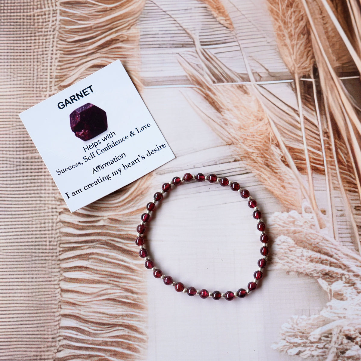 Garnet Stretch Bracelet - Stretchy, Tarnish Free and Waterproof