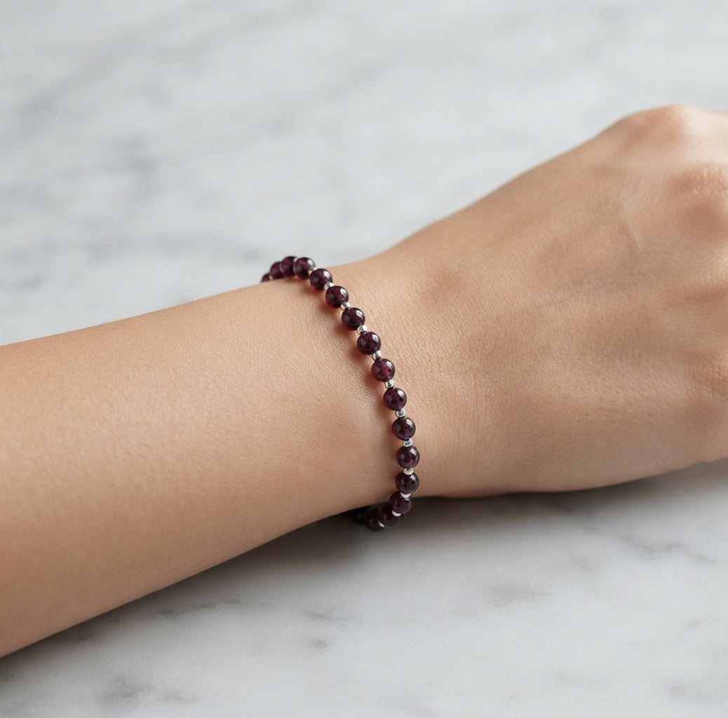 Garnet Stretch Bracelet - Stretchy, Tarnish Free and Waterproof