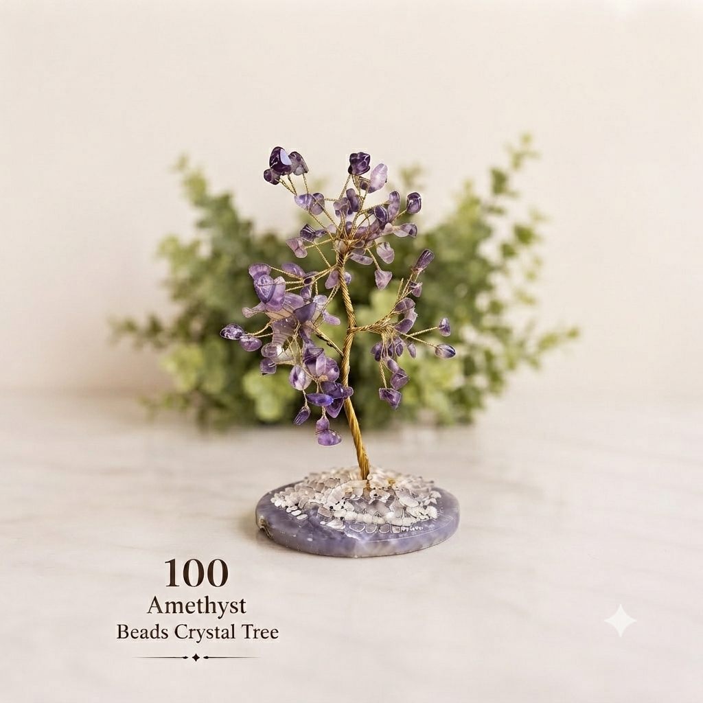 Amethyst Crystal Tree with Agate Base – Feng Shui Home Decor – Spiritual Gift