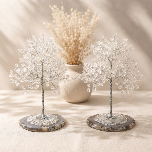 Clear Quartz Crystal Tree with Agate Base – Feng Shui Home Decor – Spiritual Gift