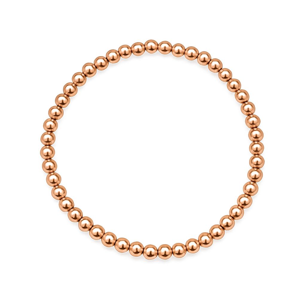 4mm solid metal bead stretch bracelet, commonly crafted from materials like pure untreated copper.