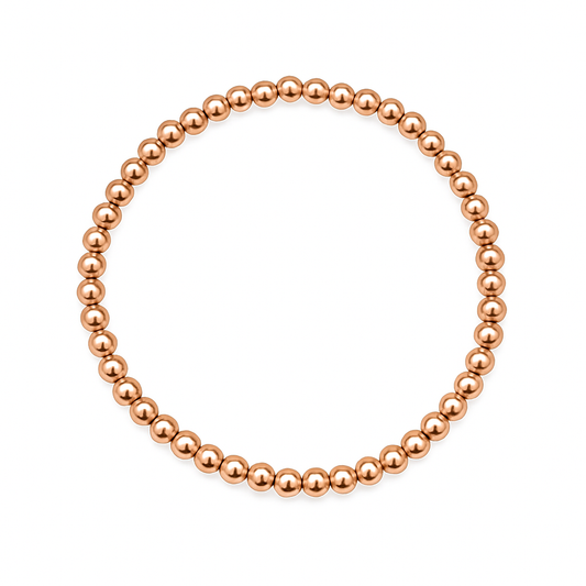 4mm solid metal bead stretch bracelet, commonly crafted from materials like pure untreated copper.