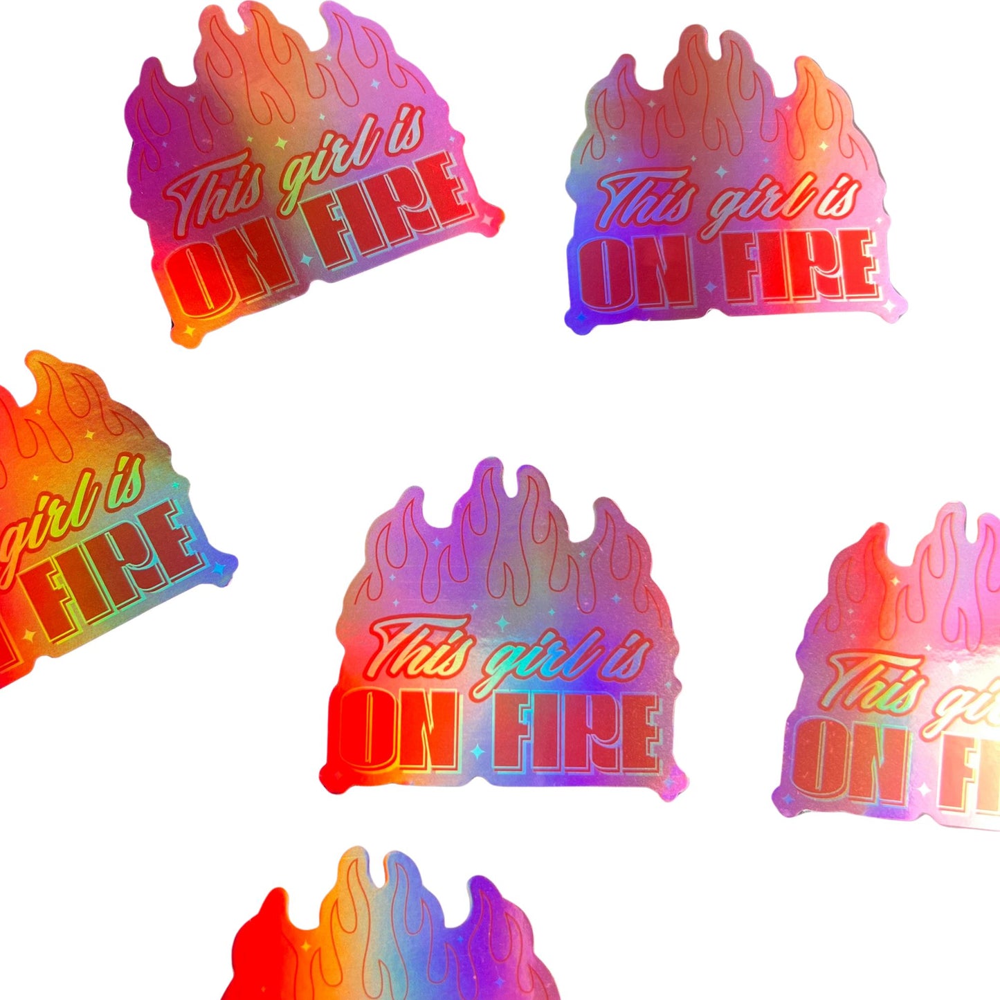 Unique Girls on Fire Feminist Holographic Sticker | The Blue Yogi