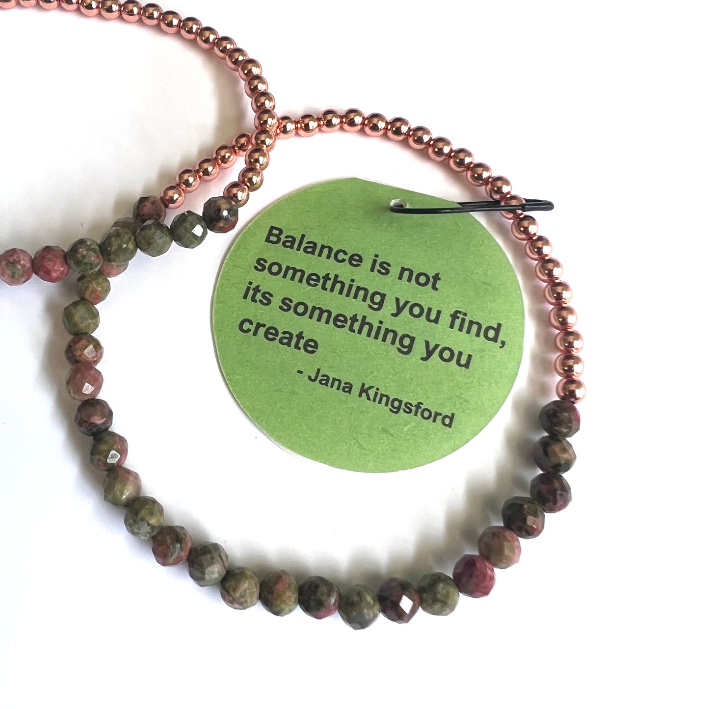Dainty and Elegant Multi-Faceted Unakite beads + Genuine and solid 3mm Copper Bead Bracelet - Stretchy and Stackable