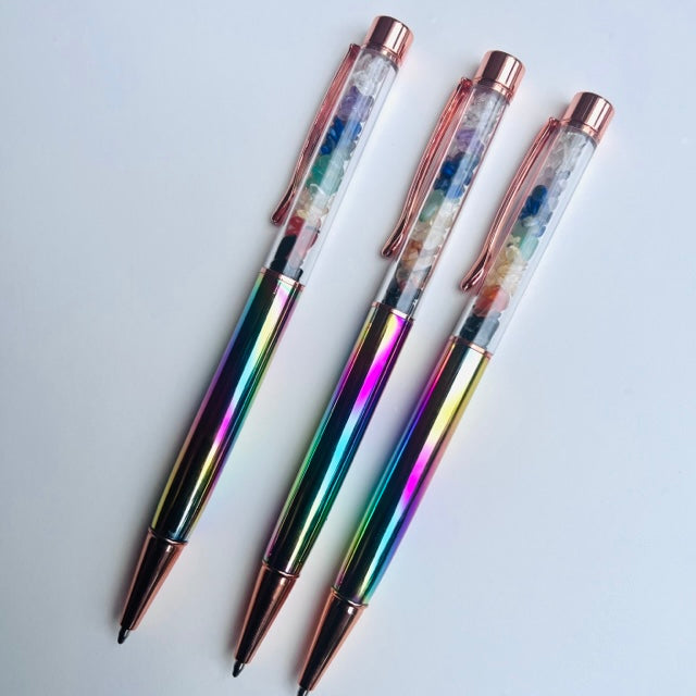 7 Chakras Black Ball point Pen - Reiki Infused