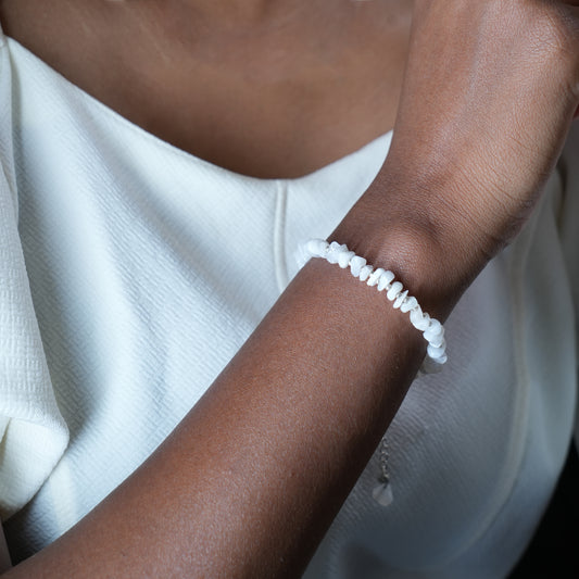Moonstone Chip Bracelet - adjustable with Stainless steel lobster clasp and chain