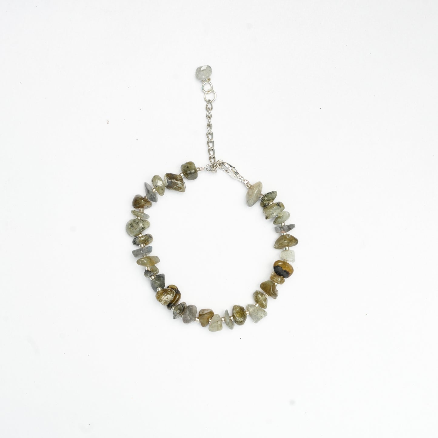Labradorite Chip Bracelet - adjustable with Stainless steel clasp and chain