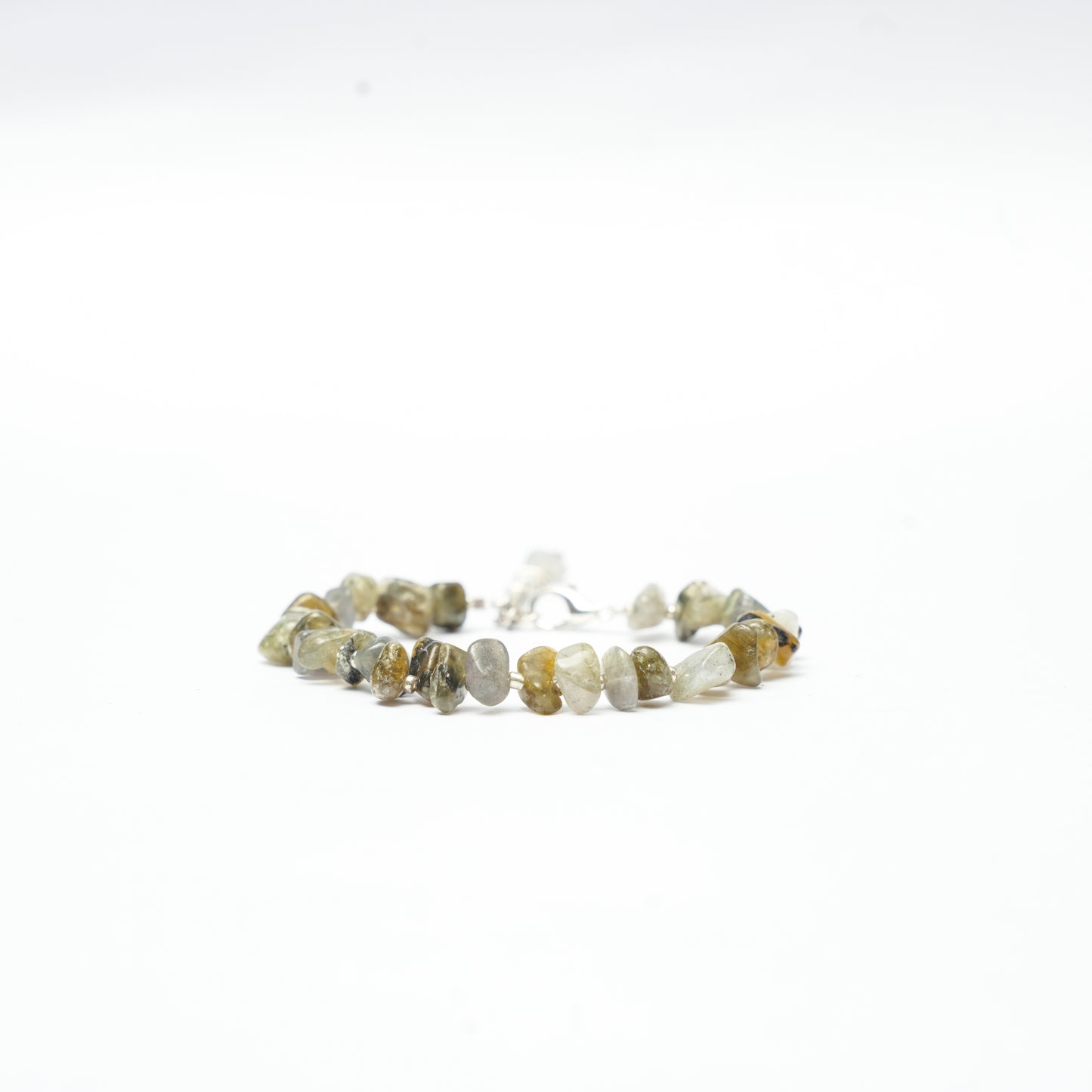 Labradorite Chip Bracelet - adjustable with Stainless steel clasp and chain