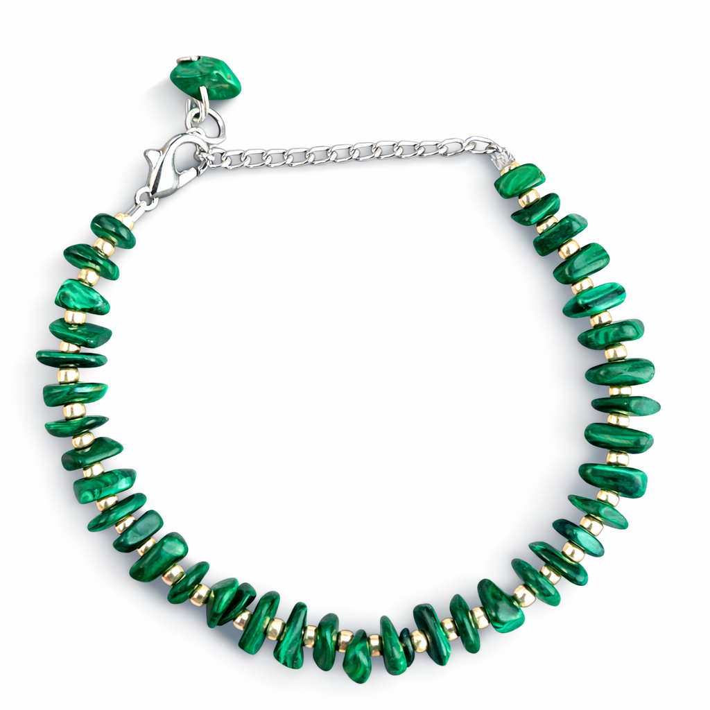Malachite chip bead bracelet
