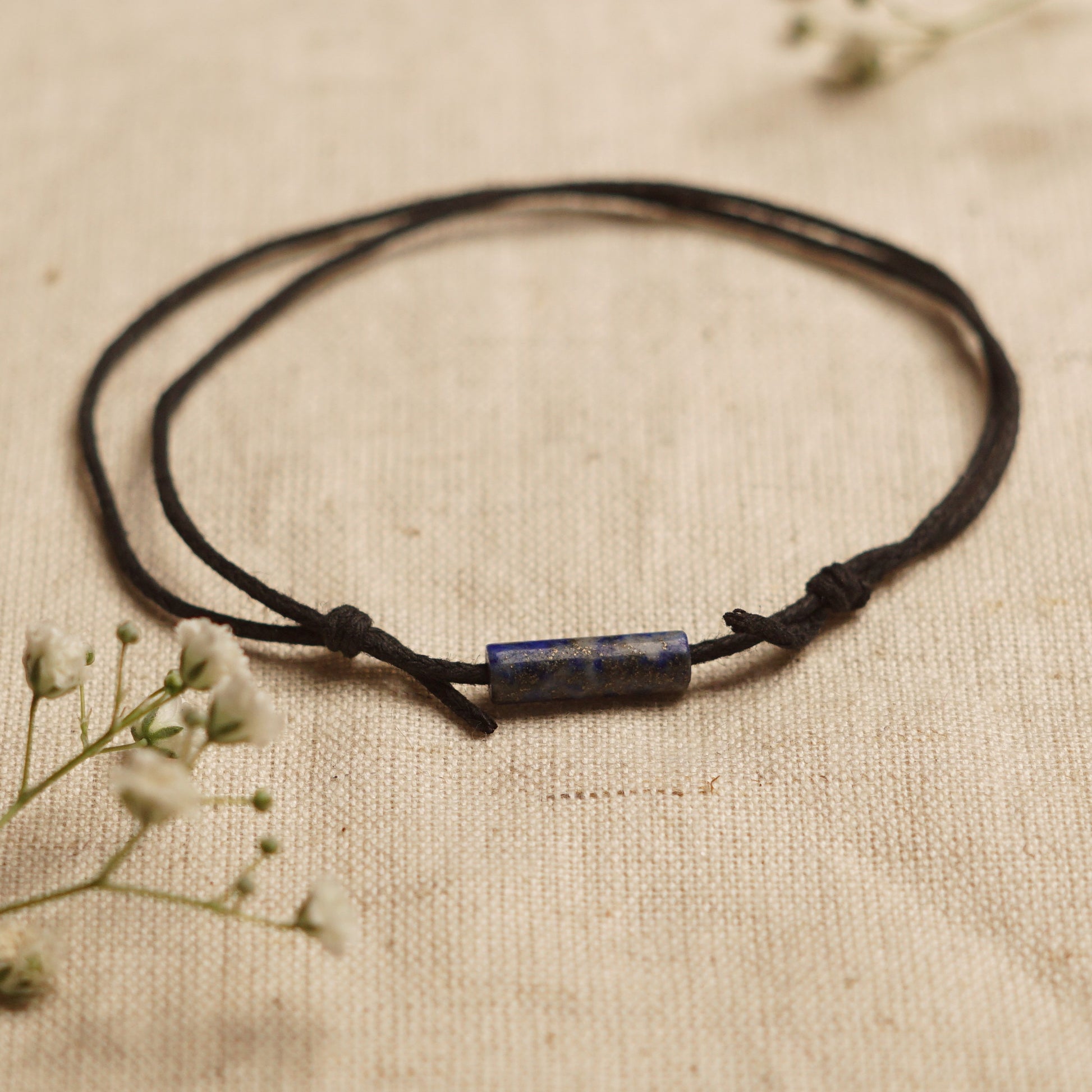Minimal and adjustable Blue anklet