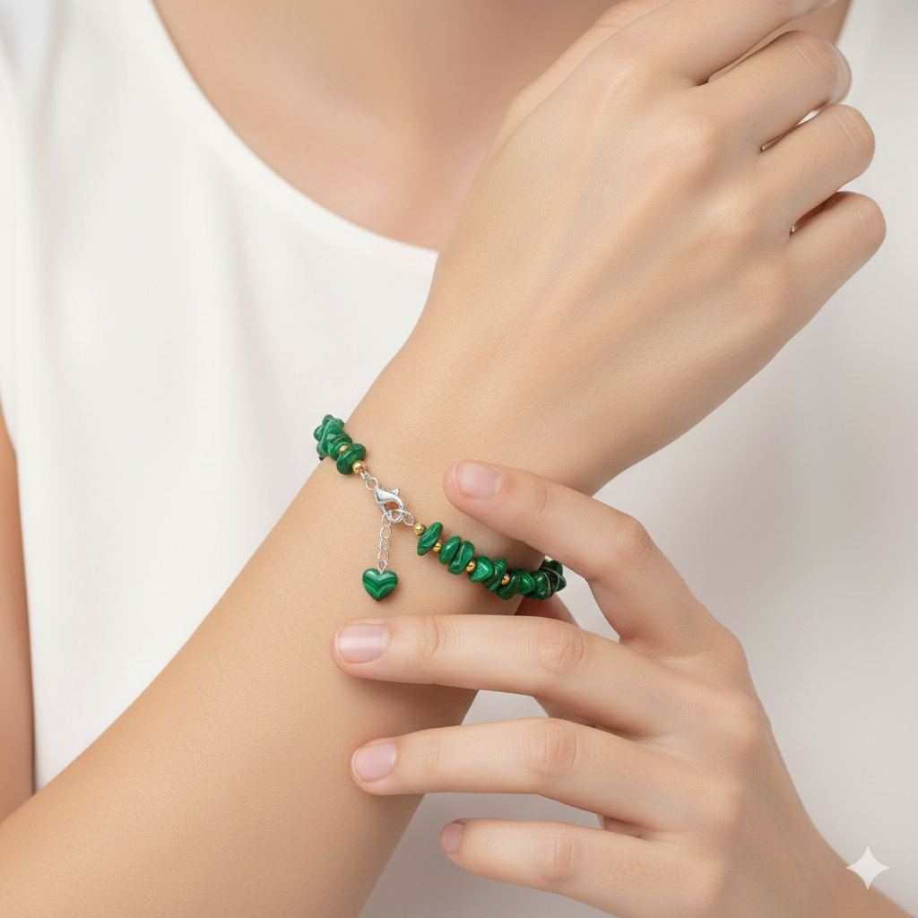 Model wearing Malachite Bracelet