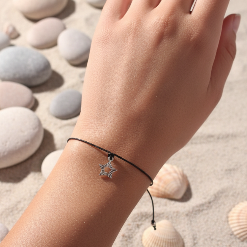 Model wearing the star charm Bracelet