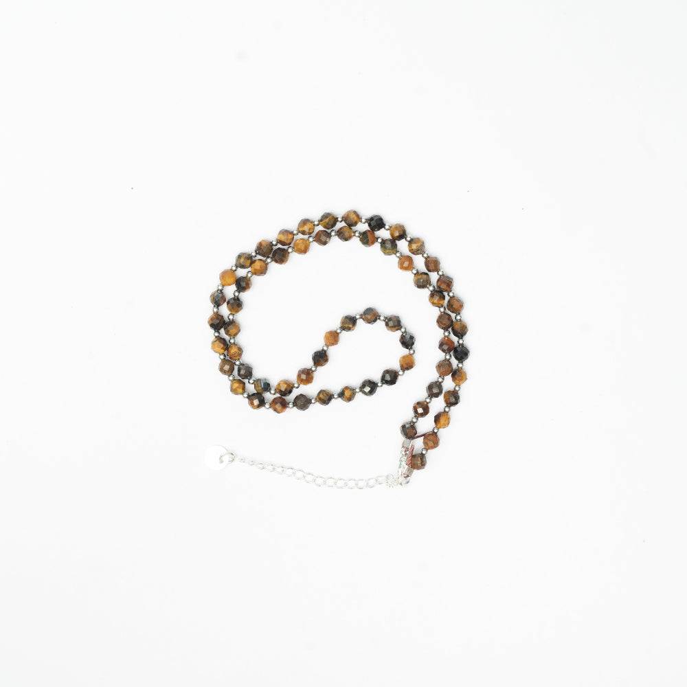 Modern Tigers eye Necklace with stainless steel beads