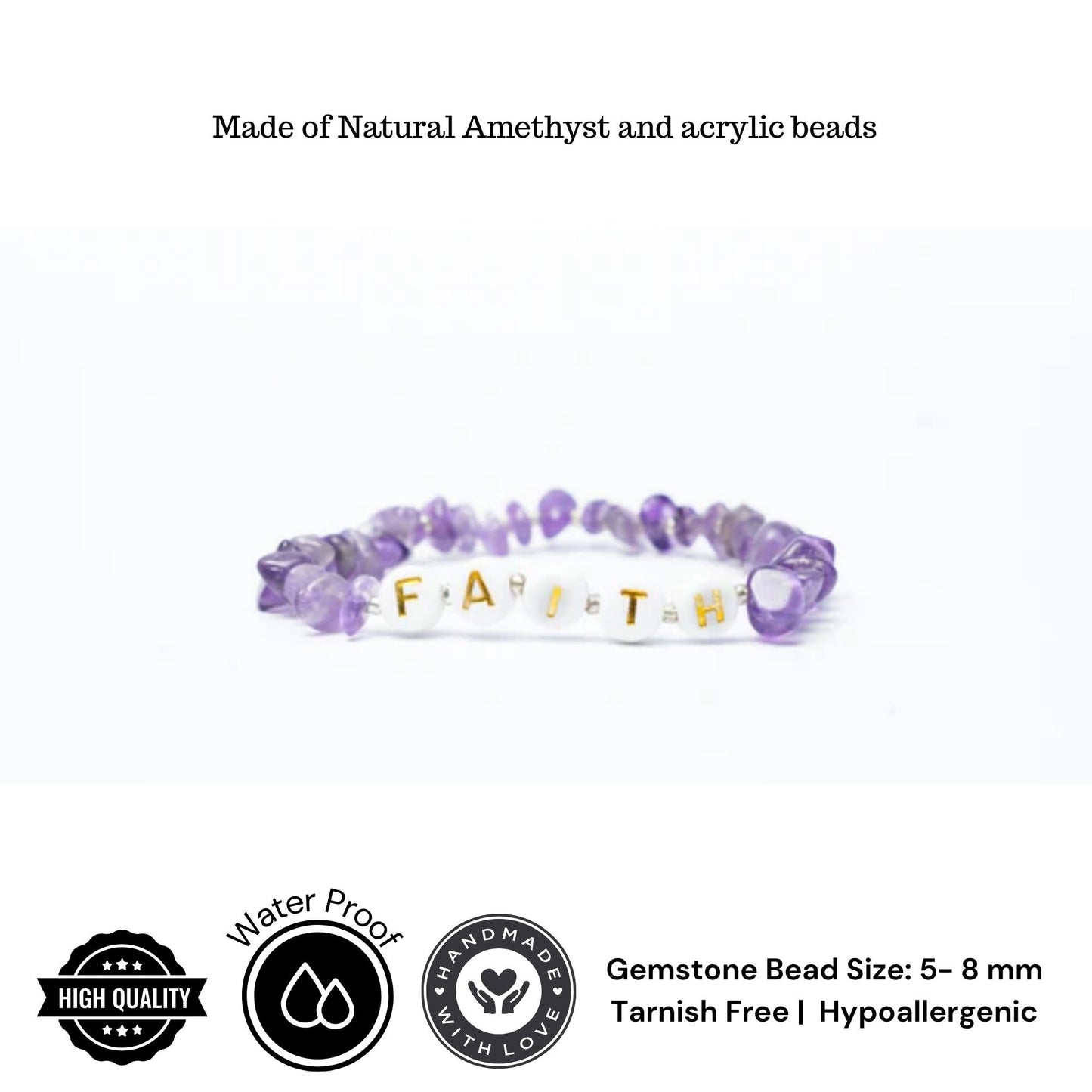 FAITH - Amethyst Chip Bracelet for Kids ages 6 to 12