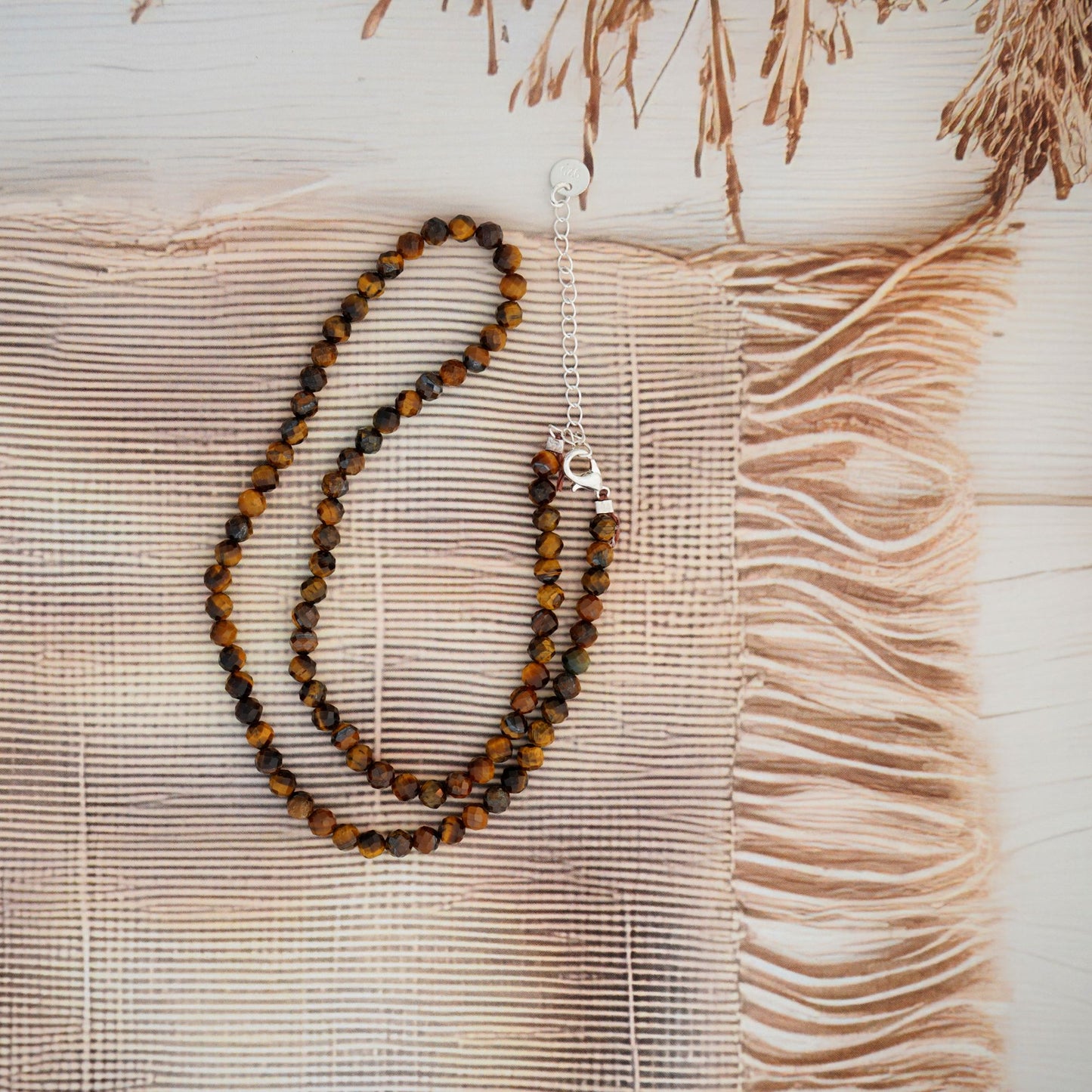 Dainty, Minimal and Elegant Tiger's Eye and sterling silver Necklace