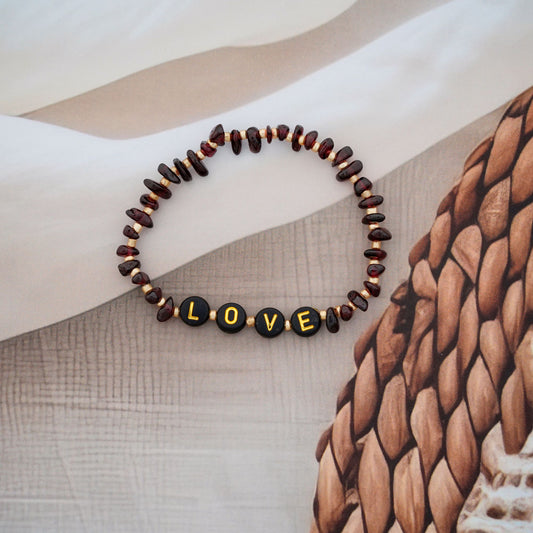 LOVE - Garnet Chip Bracelet for Kids ages 6 to 12