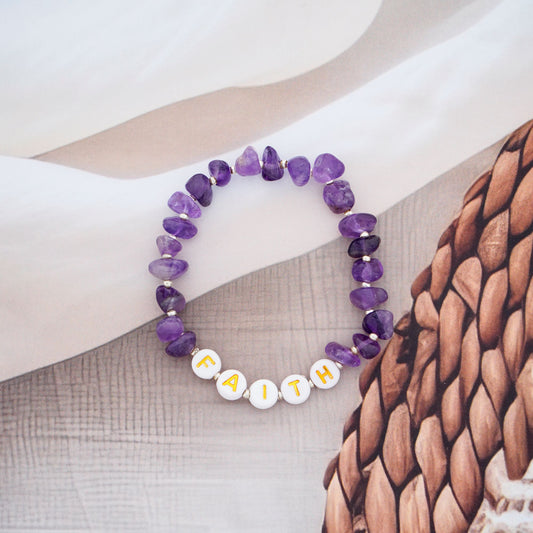 FAITH - Amethyst Chip Bracelet for Kids ages 6 to 12