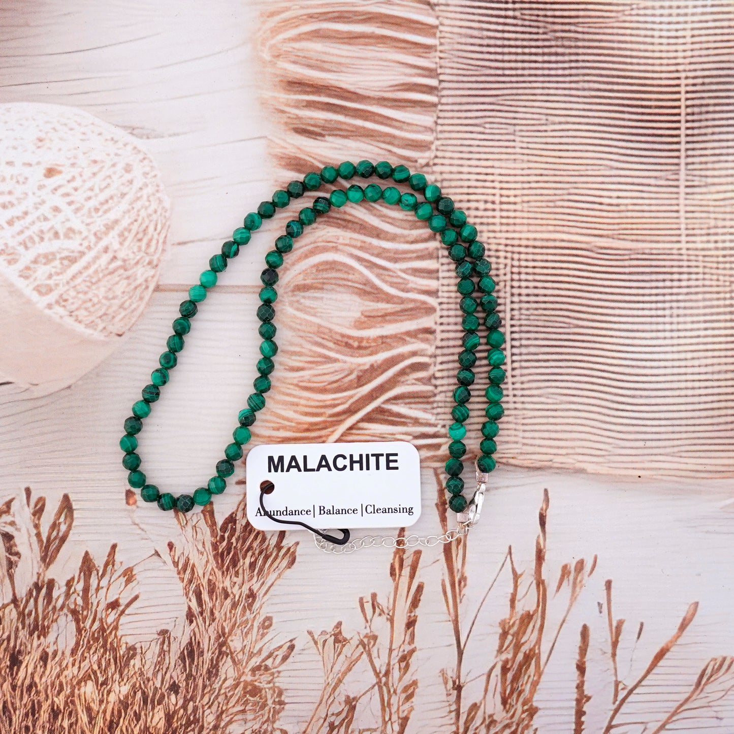 Dainty, Minimal and Elegant Malachite and sterling silver Necklace