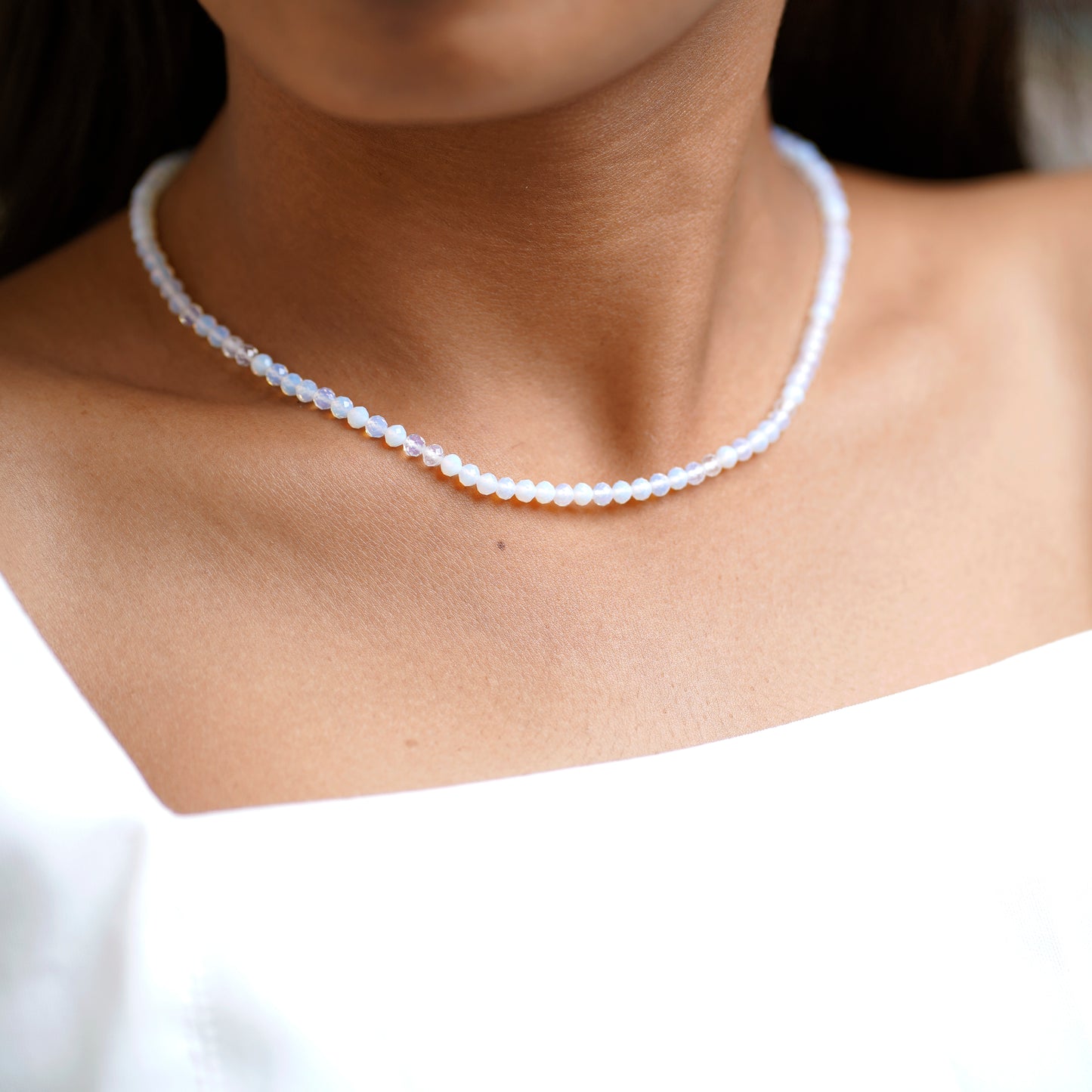 Dainty, Minimal and Elegant Opalite and sterling silver Necklace