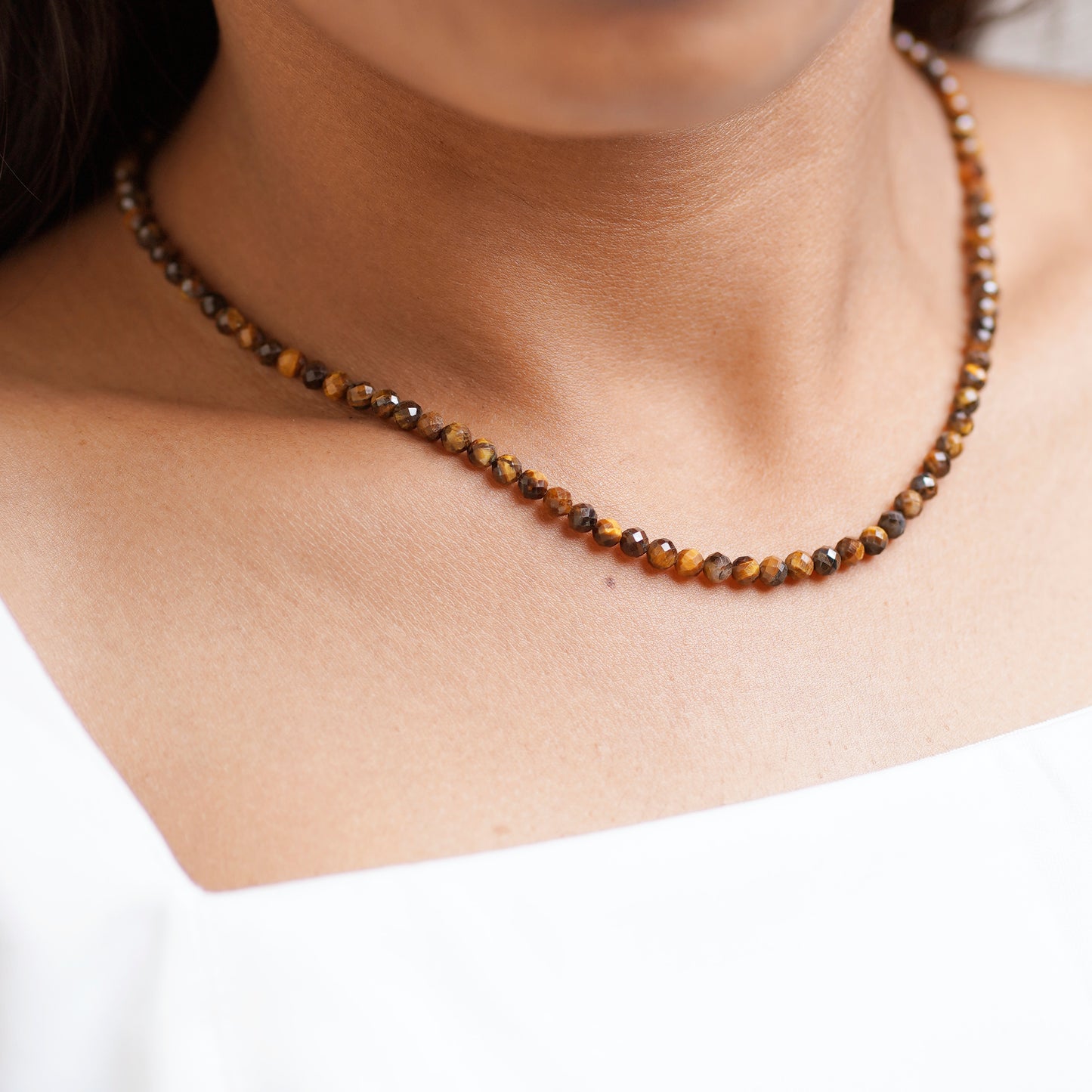 Dainty, Minimal and Elegant Tiger's Eye and sterling silver Necklace