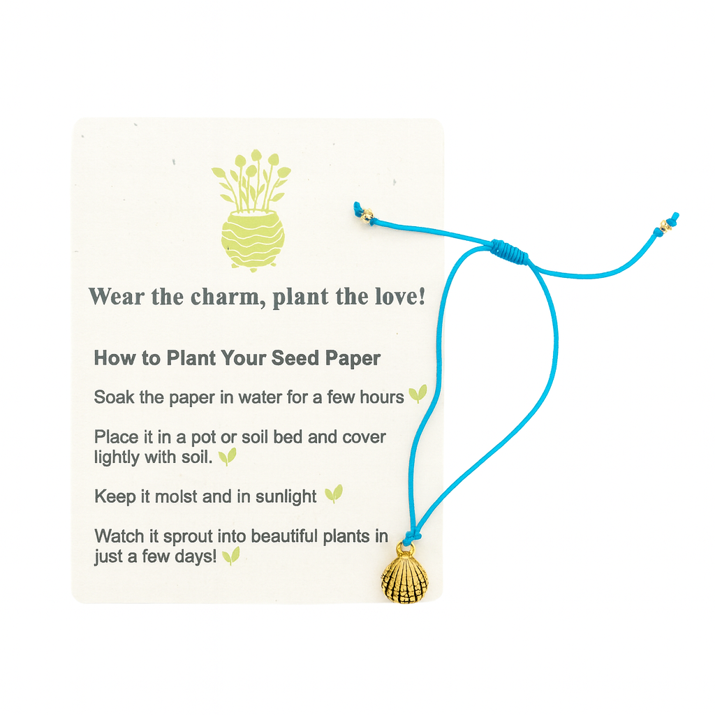 Plantable seed paper card with bracelet