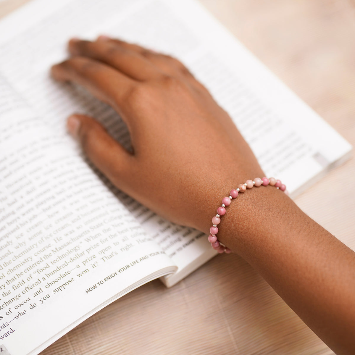 Rhodochrosite Stretch Bracelet - Stretchy, Tarnish Free and Waterproof