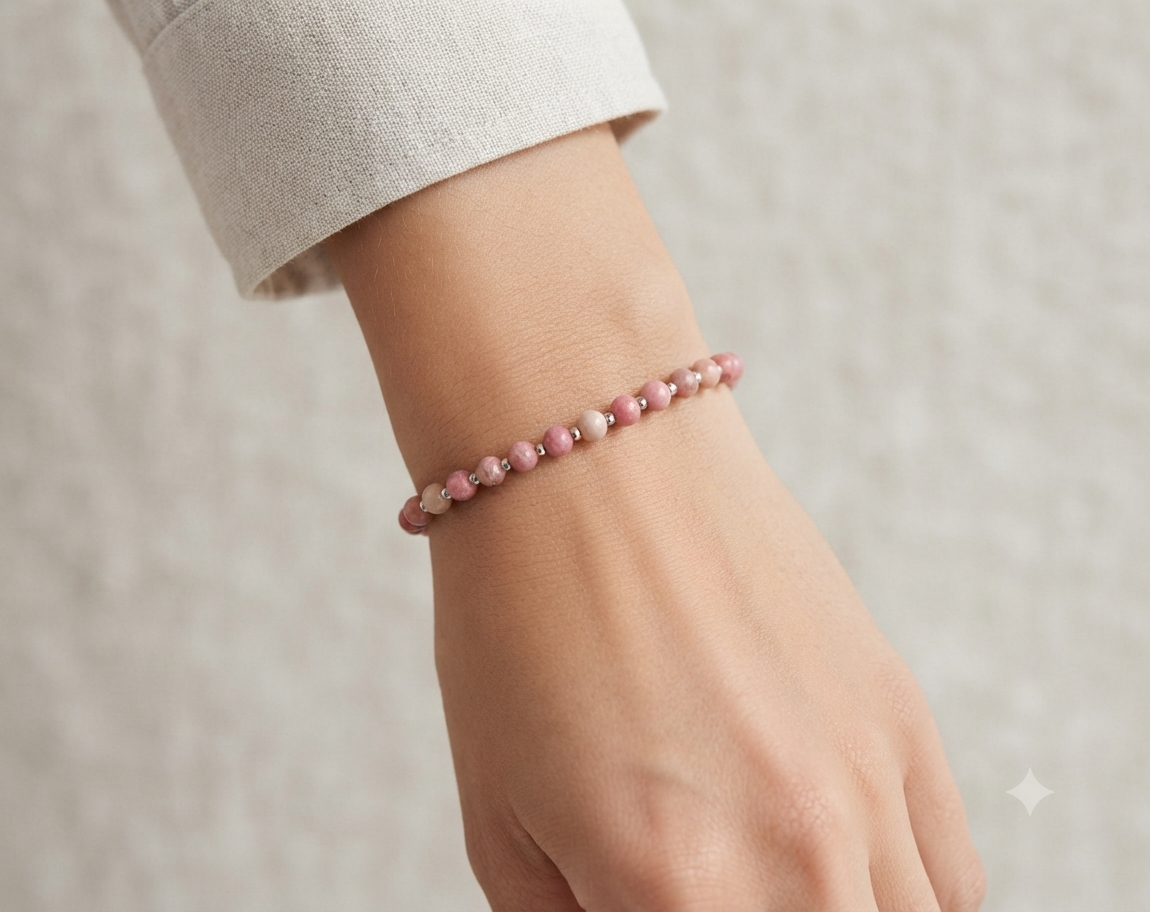 Rhodochrosite Stretch Bracelet - Stretchy, Tarnish Free and Waterproof