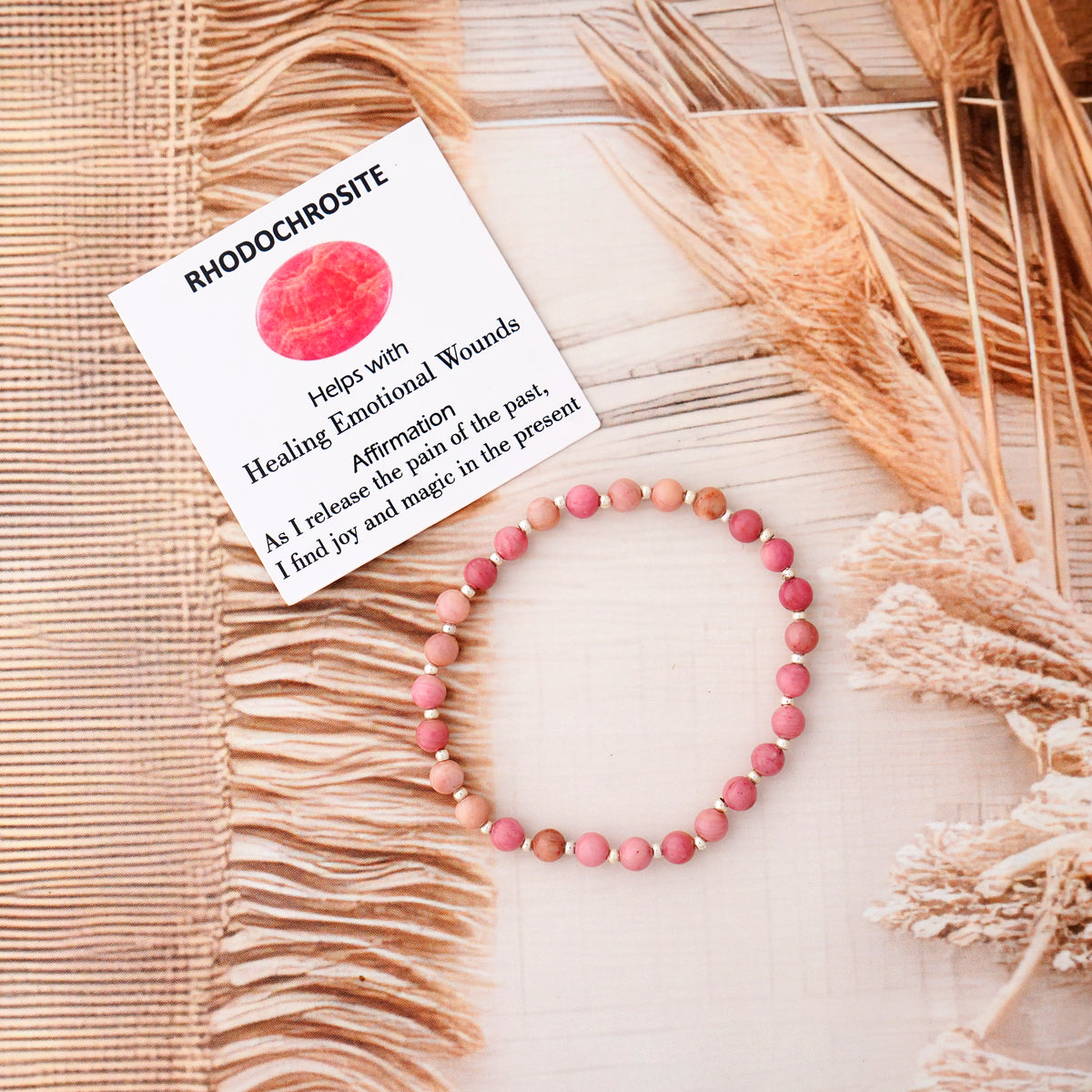 Rhodochrosite Stretch Bracelet - Stretchy, Tarnish Free and Waterproof
